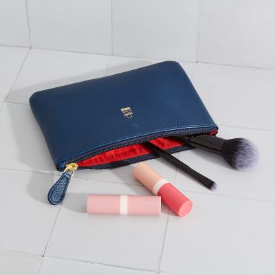 vegan leather flat beauty pouch bag